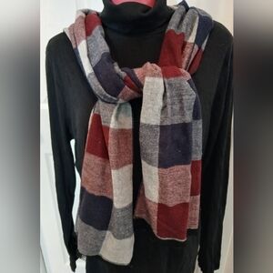 Elegant Plaid Scarf - Burgundy, Navy, Gray